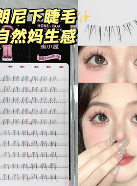 自然妈生感~布朗尼下睫毛！仿真精致透明梗簇上镜伪素颜学生甜妹