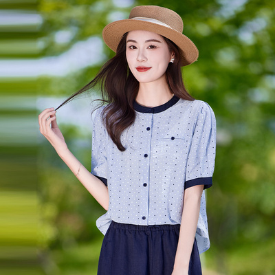 广东普宁衬衫女夏季2025新款轻奢高级感高端义乌雪纺小衫上衣