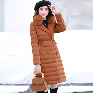 妃蝶轩【反季清仓】大码女装秋冬季高贵优雅中长款棉衣外套5299