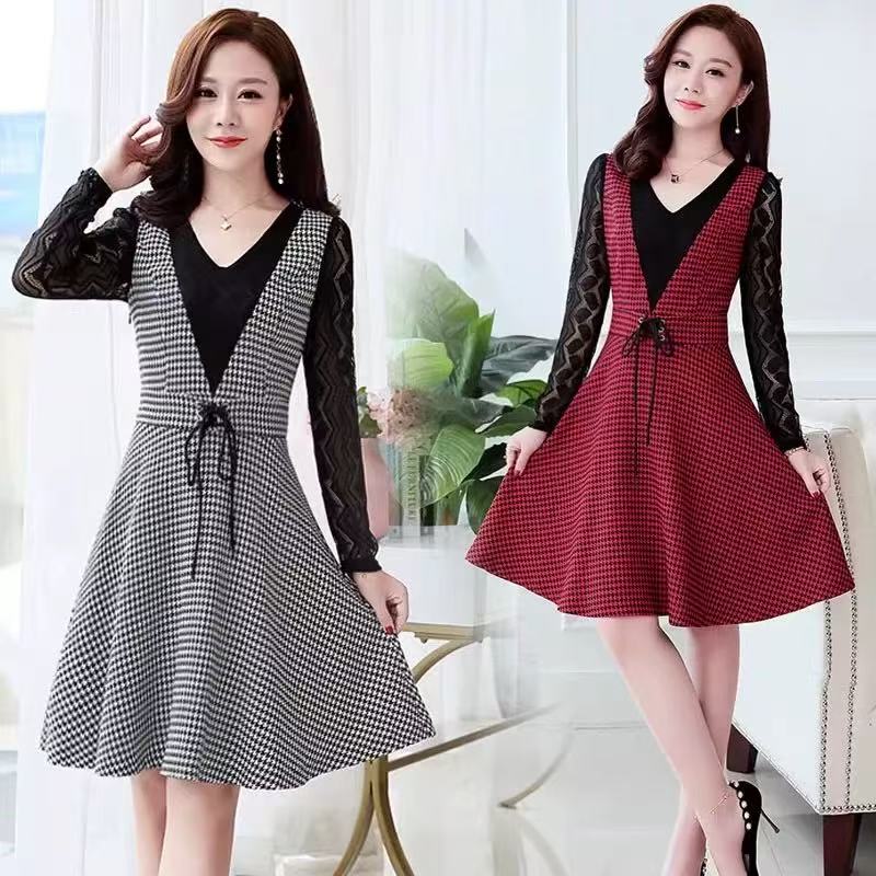 妃蝶轩【断码清仓】大码女装秋冬季时尚优雅修身连衣裙 Z889