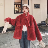 断码 奢华羊羔毛外套 清仓 女装 妃蝶轩 时尚 大码 秋冬季 8128
