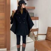 断码 清仓 秋冬新款 妃蝶轩 时尚 百搭毛呢外套斗篷大衣披肩225