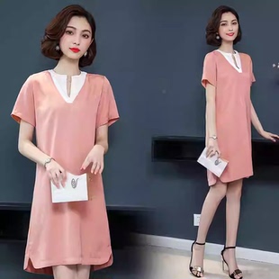 时尚 1765 清仓 连衣裙 短袖 优雅修身 夏季 女装 大码 断码 妃蝶轩