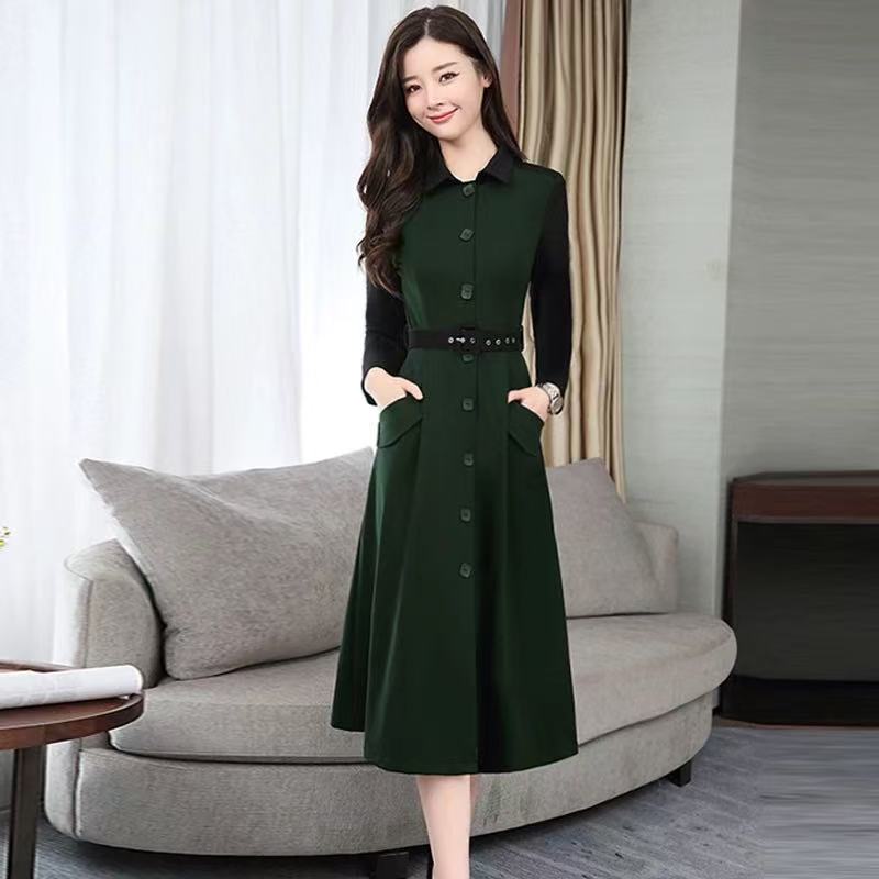 妃蝶轩【断码清仓】大码女装春秋季时尚优雅气质修身连衣裙 976