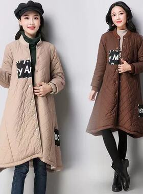 妃蝶轩【断码清仓】大码女装秋冬季时尚百搭长款棉衣棉服外套 906