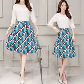 断码 雪纺衫 清仓 女装 妃蝶轩 短袖 大码 两件套夏季 ＋半身裙2875