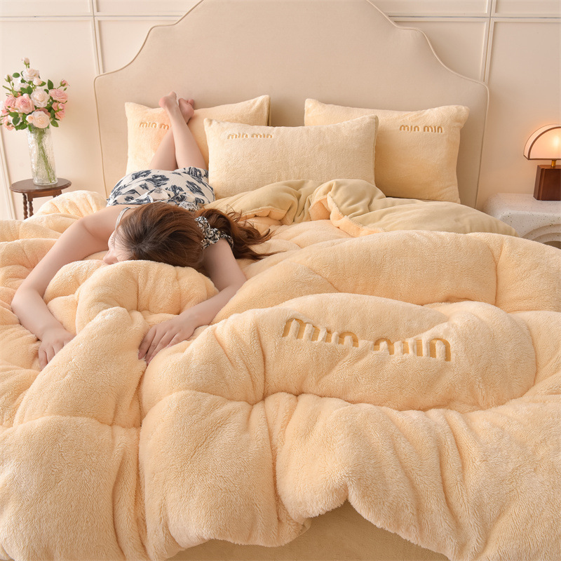 冬季A类牛奶绒冬被四件套双面加厚保暖珊瑚绒被芯抗静电羊羔绒被