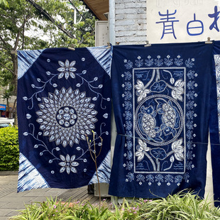 云南大理周城古法扎染桌布茶几布手工扎染壁挂布民族家居装饰布艺