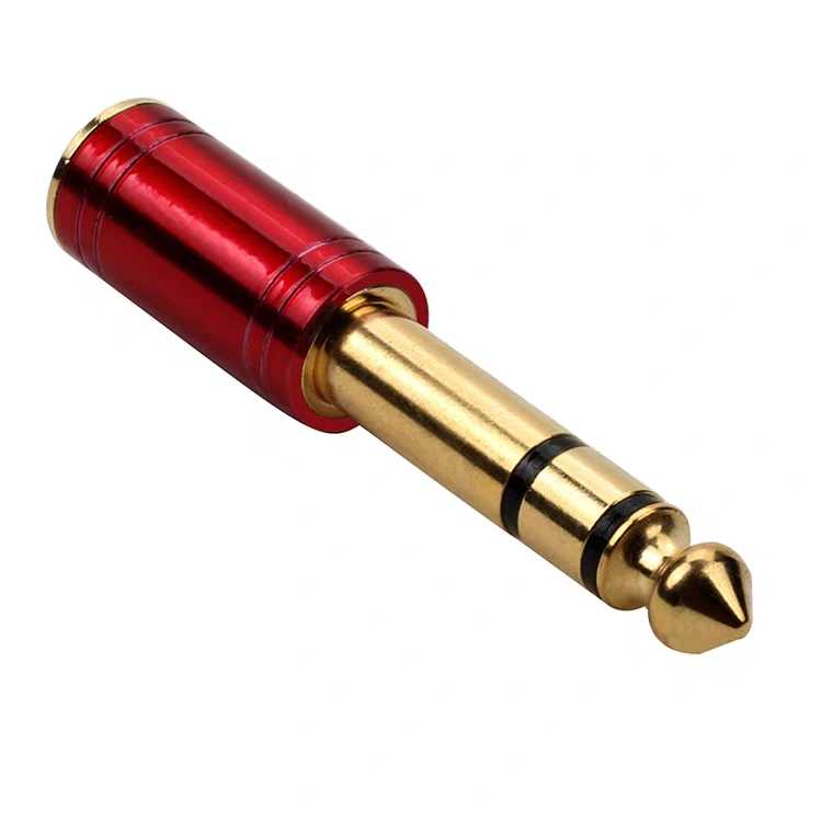 纯铜6.35转3.5转换头6.5mm转3.5mm公母插头耳机话筒音频转接器