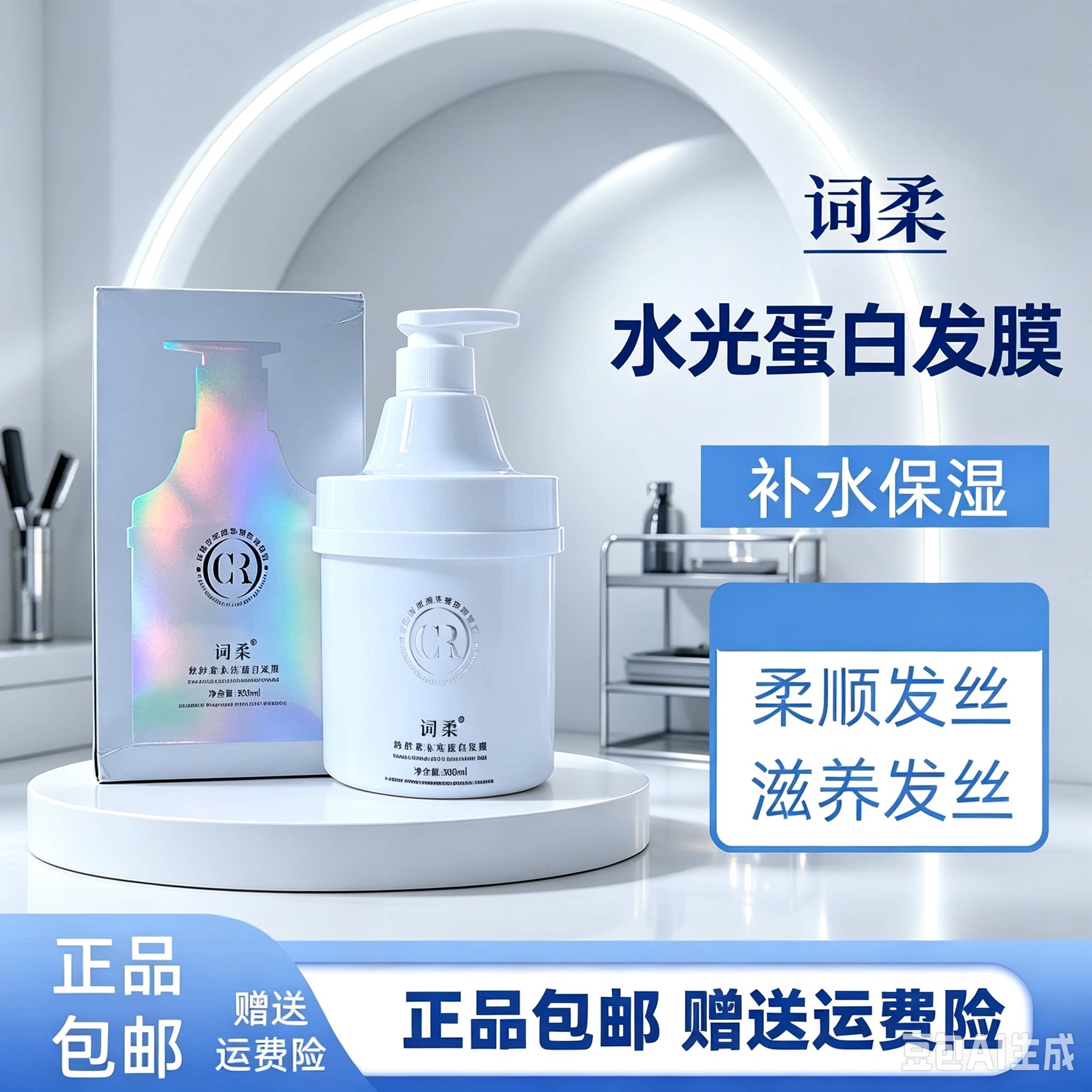 词柔秒秒柔水光蛋白发膜丝滑柔顺光亮改善毛躁干枯开叉护理护发素