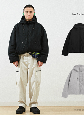 SeefortheALL 针织面布廓形90绒连帽羽绒服男