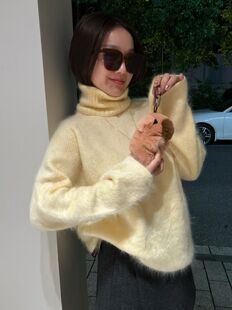 双暖 100山羊绒拉绒宽松落肩袖围巾两件套加厚秋冬百搭羊绒衫