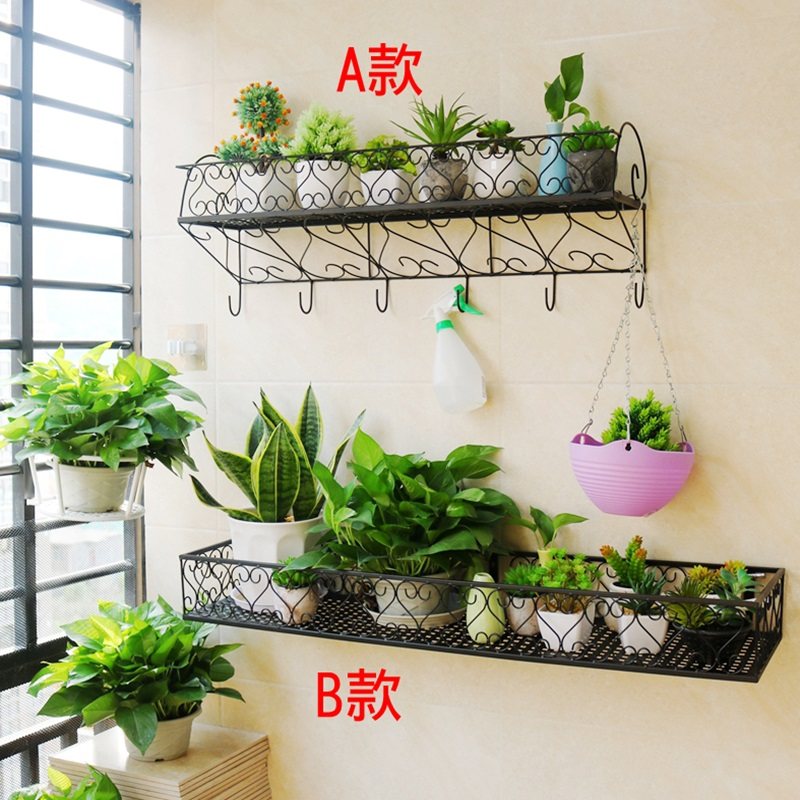 欧式壁挂阳台花架客厅墙上铁艺植物架置物架挂墙式多肉花盆架