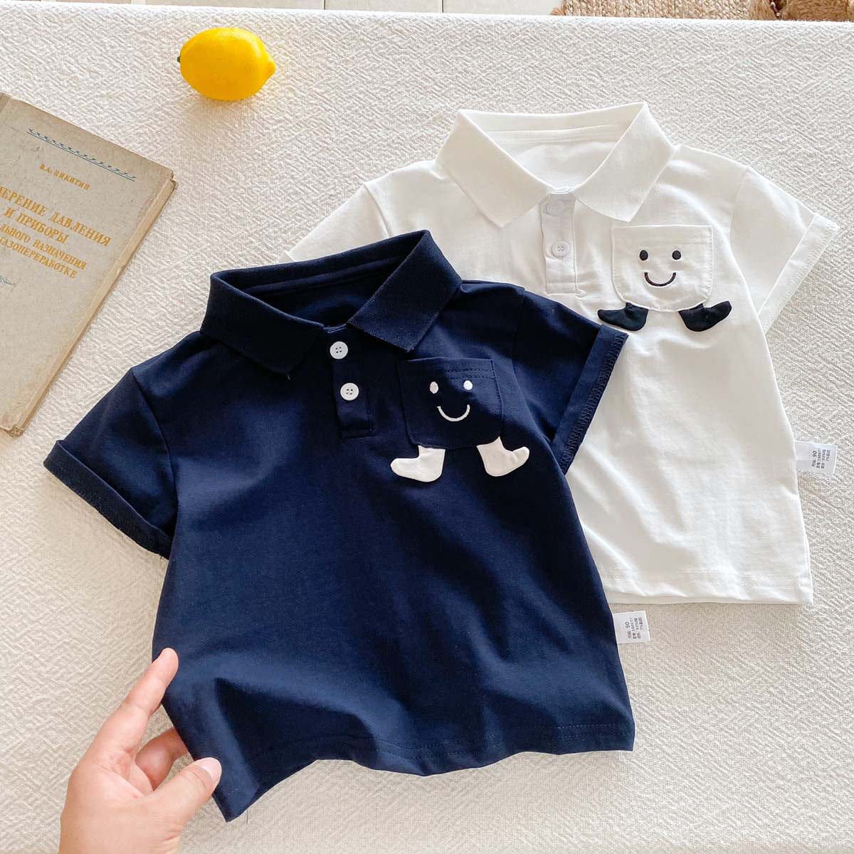 男女儿童装短袖t恤polo衫2026新款刺绣口袋卡通百搭翻领上衣服夏