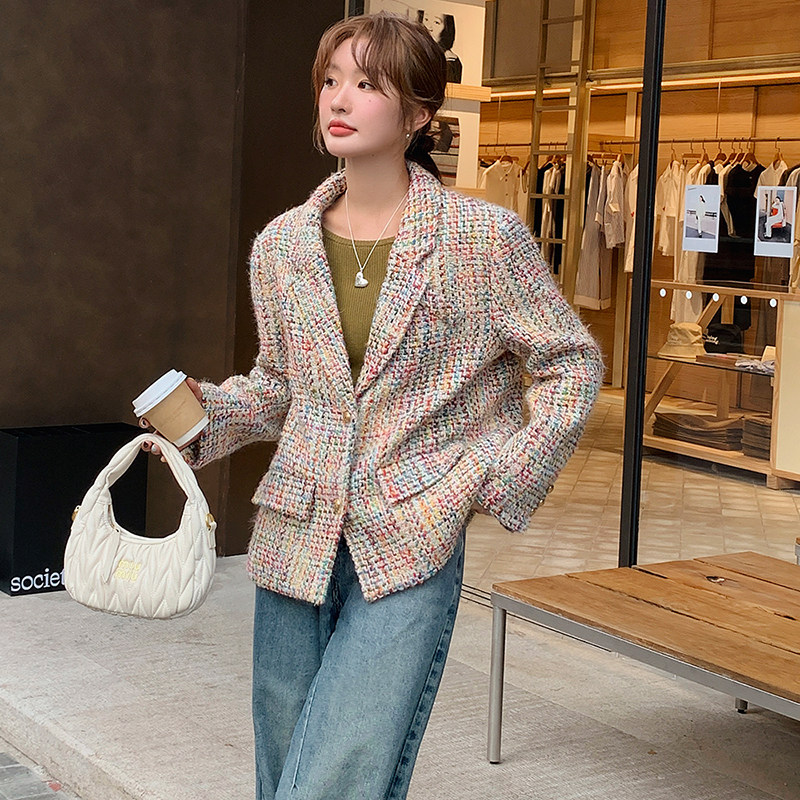 chic毛呢西装外套女2025秋新款独特超好看小香风百搭气质韩版西服,商品下架区,世纪海洋