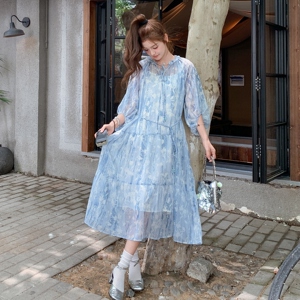 【现货】木耳边领拼接裙摆中袖连衣裙155-8598-P125K195,175女生穿搭微胖130到140斤穿搭图片