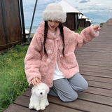 颗粒毛毛连帽皮毛外套155-159-P160控240，女装皮草，世纪海洋