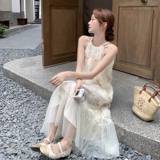 白色挂脖刺绣网纱拼接连衣裙155-8613-P140K210，女装连衣裙，世纪海洋
