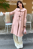 粉色娃娃领双面呢羊绒大衣女2025冬新款韩系超好看牛角扣毛呢外套，女装毛呢外套，世纪海洋