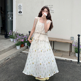 蕾丝花边罩衫碎花吊带连衣裙套装女夏2025新款独特漂亮艺术感穿搭，女装套装/套裙，世纪海洋