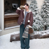 保暖两面穿羊羔毛拼接夹棉外套155-8700-P185K260,女装短外套,世纪海洋, 保暖两面穿羊羔毛拼接夹棉外套155-8700-P185K260,女装短外套,世纪海洋,