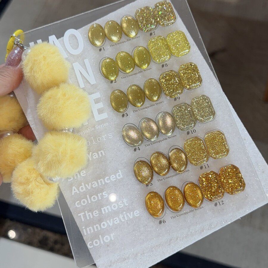 JIAOYANSHE胶研社12色黄金搭档猫眼胶碎钻大亮片美甲店专用甲油胶