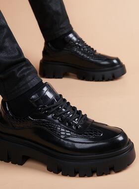 男士皮鞋新款厚底商务休闲运动皮鞋男款真皮内增高英伦风冬季鞋子