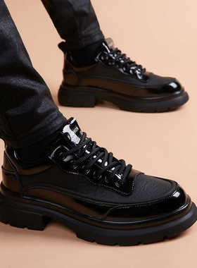 男士商务运动皮鞋男款2025新款真皮秋冬透气内增高英伦风休闲男鞋