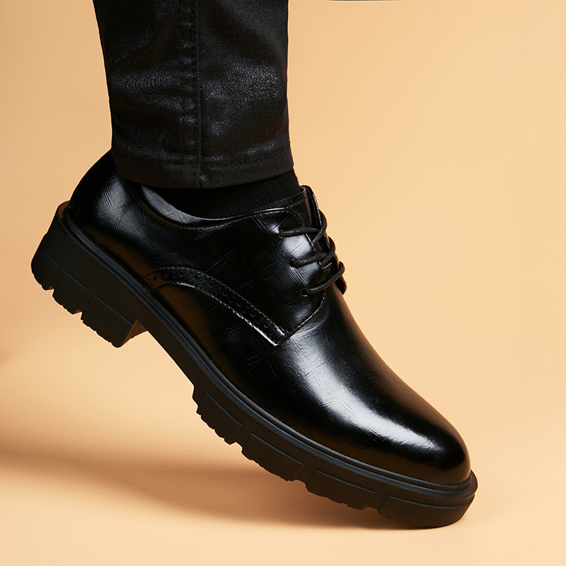 奥尔彼真皮内增高厚底皮鞋男