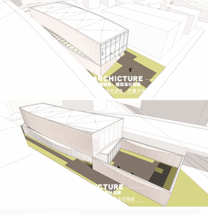 现代两层/穿孔板表皮/弧面异形/大学生活动中心/建筑设计/su模型