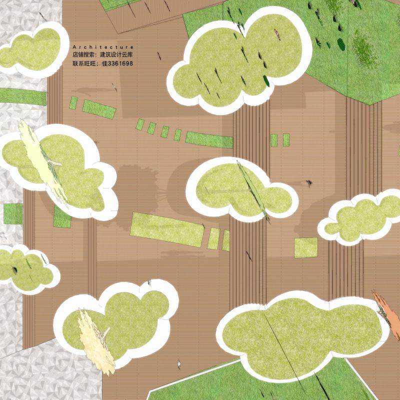 设计云库/云朵云元素图树篦座椅圆形异形景观木质石材树池/su模型