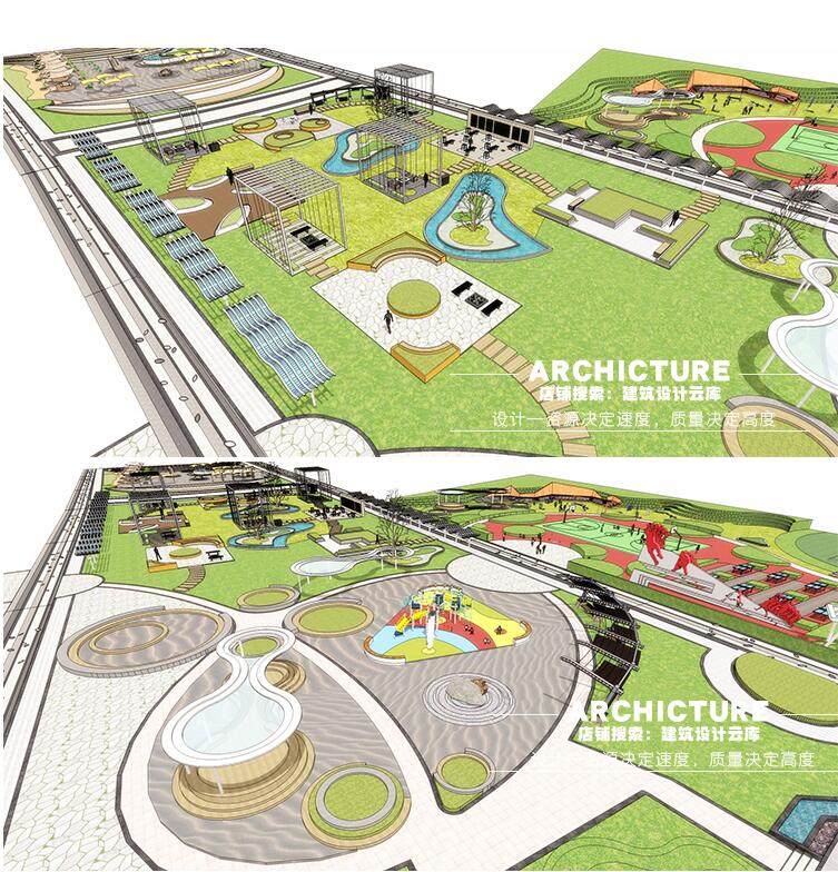 SU模型素材库草图大师Sketchup公园广场园林景观建筑室外设计模型