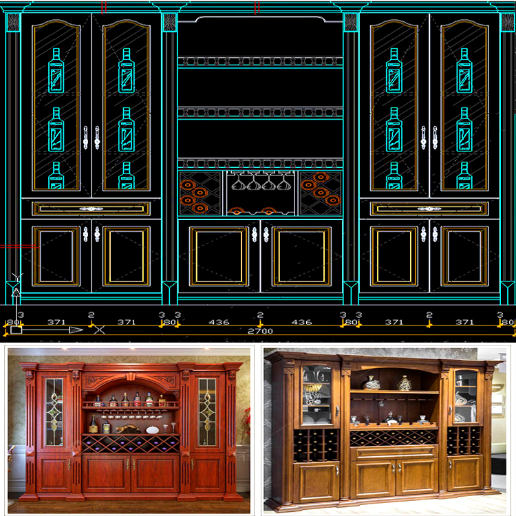 欧式样板房整木家装整体实木橱柜CAD图库合集资料