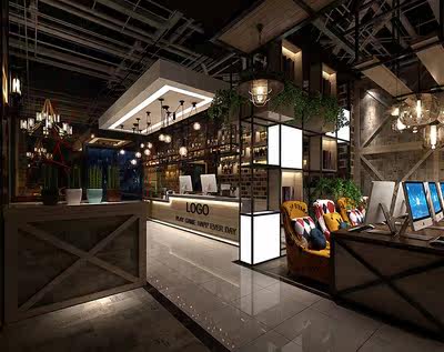 loft网吧网咖设计cad施工图纸 工业风格网吧个性高端网吧