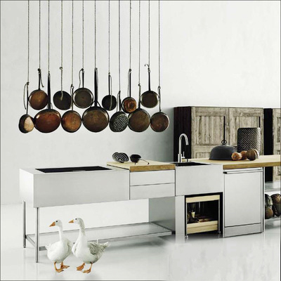 极简时尚现代厨房橱柜家具气氛图 室内设计方案用素材