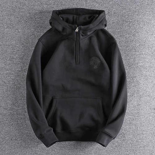 冬季半开加厚保暖外套连帽卫衣