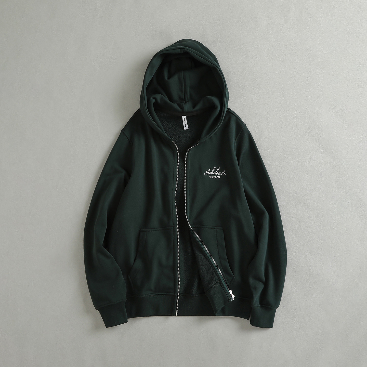 定织牛肚毛圈棉面料双拉链设计刺绣字母卫衣男 连帽春秋宽松外套