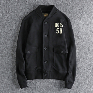 美式复古军事硬汉风棒球夹克男 针织加绒厚实多口袋潮流休闲外套