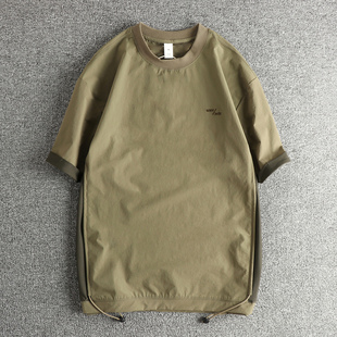 侧边透气拼接 美式潮流户外风冰丝速干短袖T恤男宽松百搭青年半袖