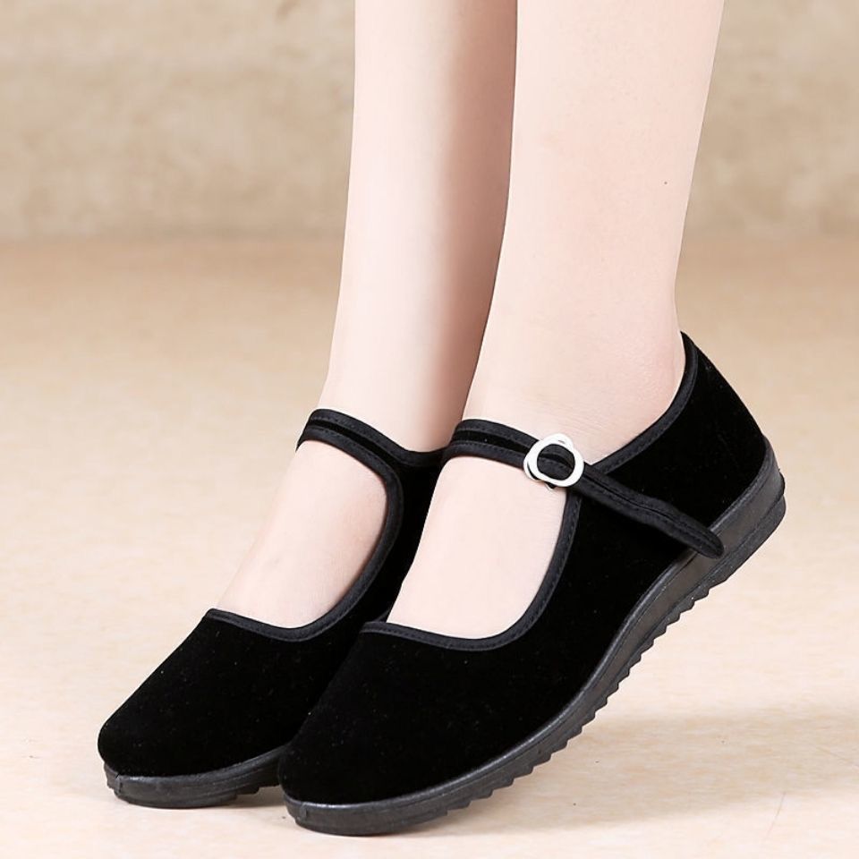 女礼仪鞋老北京平底鞋软底妈妈鞋布鞋女鞋单鞋酒店黑色工作鞋