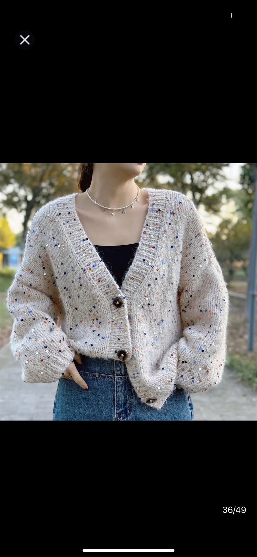 手工棒针编织外贸进口亮片马海毛围巾开衫外套一团一两