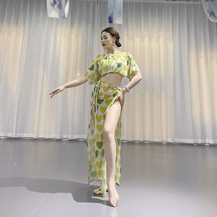 曼香之舞东方肚皮舞成人2024夏季新款弹力印花水网纱长款裙子套装