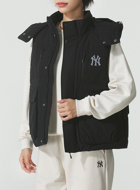 MLB正品新款秋冬男女同款连帽保暖户外百搭休闲羽绒马甲3ADVB0256