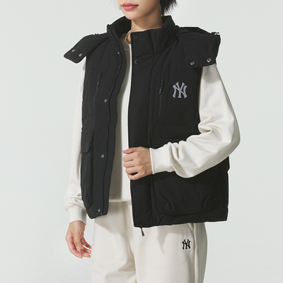 MLB正品新款秋冬男女同款连帽保暖户外百搭休闲羽绒马甲3ADVB0256