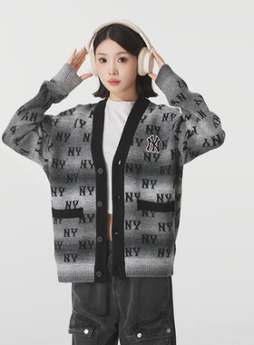 MLB正品新款春秋款男女同款开衫针织百搭运动毛衣外套3AKCM0354