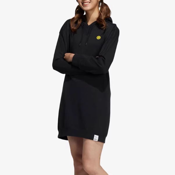 Adidas阿迪达斯正品春秋季女子户外百搭连帽中长款连衣裙H45526