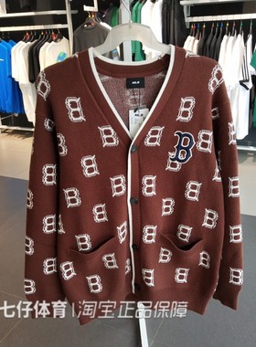 MLB正品秋季新款男女满标字母宽松百搭休闲运动毛衣外套3AKCM0124