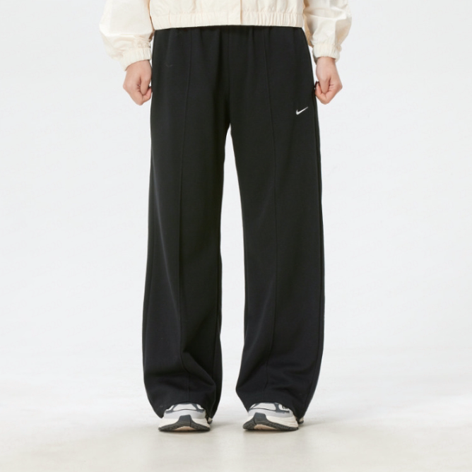 Nike耐克正品新款春秋女款时尚百搭直筒刺绣毛圈针织长裤II3979
