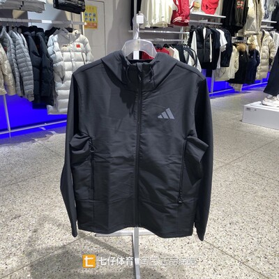 Adidas阿迪达斯正品春季新款男梭织连帽户外休闲夹克外套KD9409