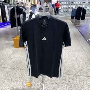 Adidas阿迪达斯正品夏新款男子纯棉圆领三道杠休闲短袖T恤JY8564